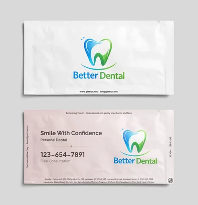 Better Dental branded wet wipe cover - Pixtron hyperlocal advertising for dental clinics at restaurant tables