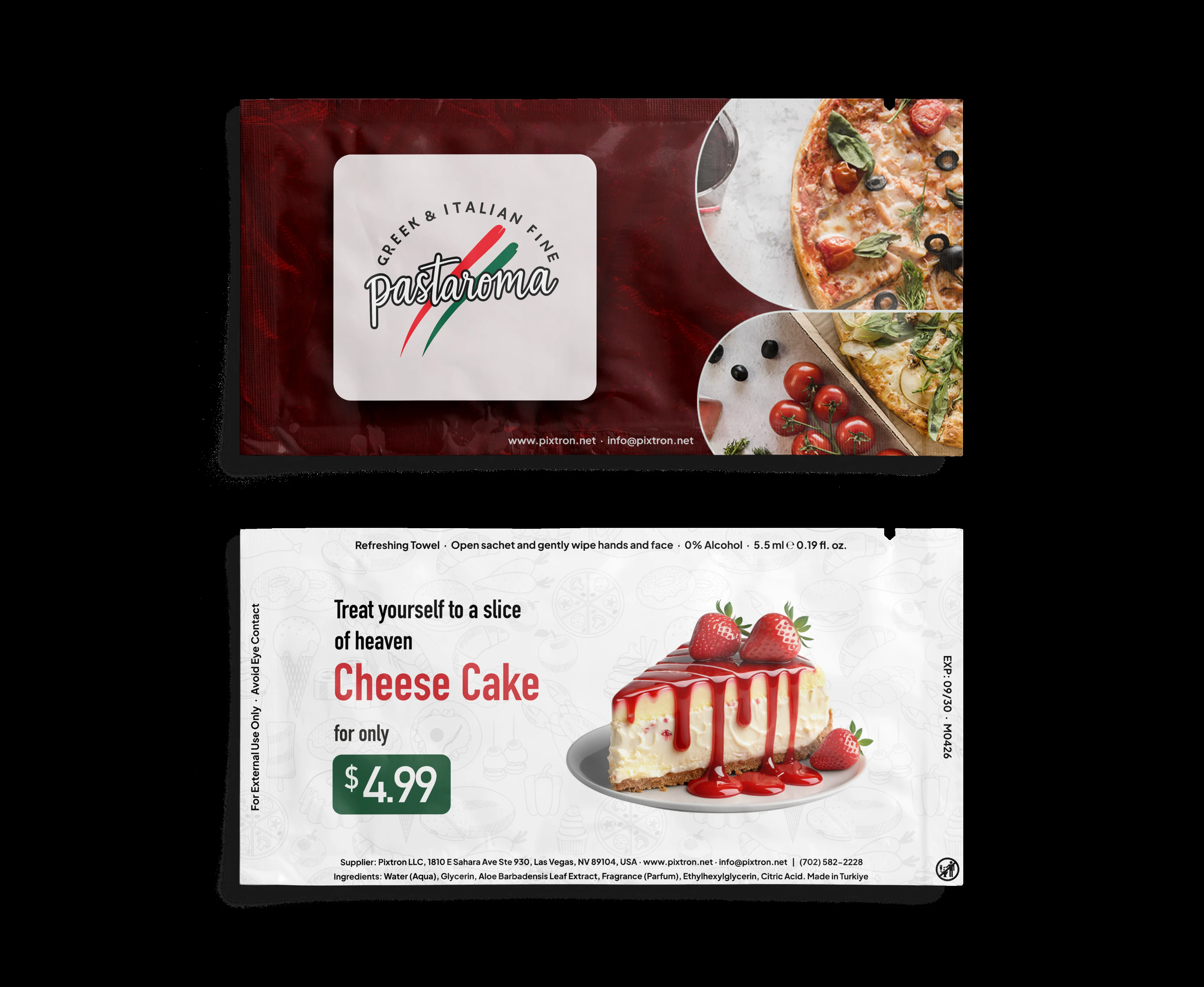 Front side custom Pixtron sachet design